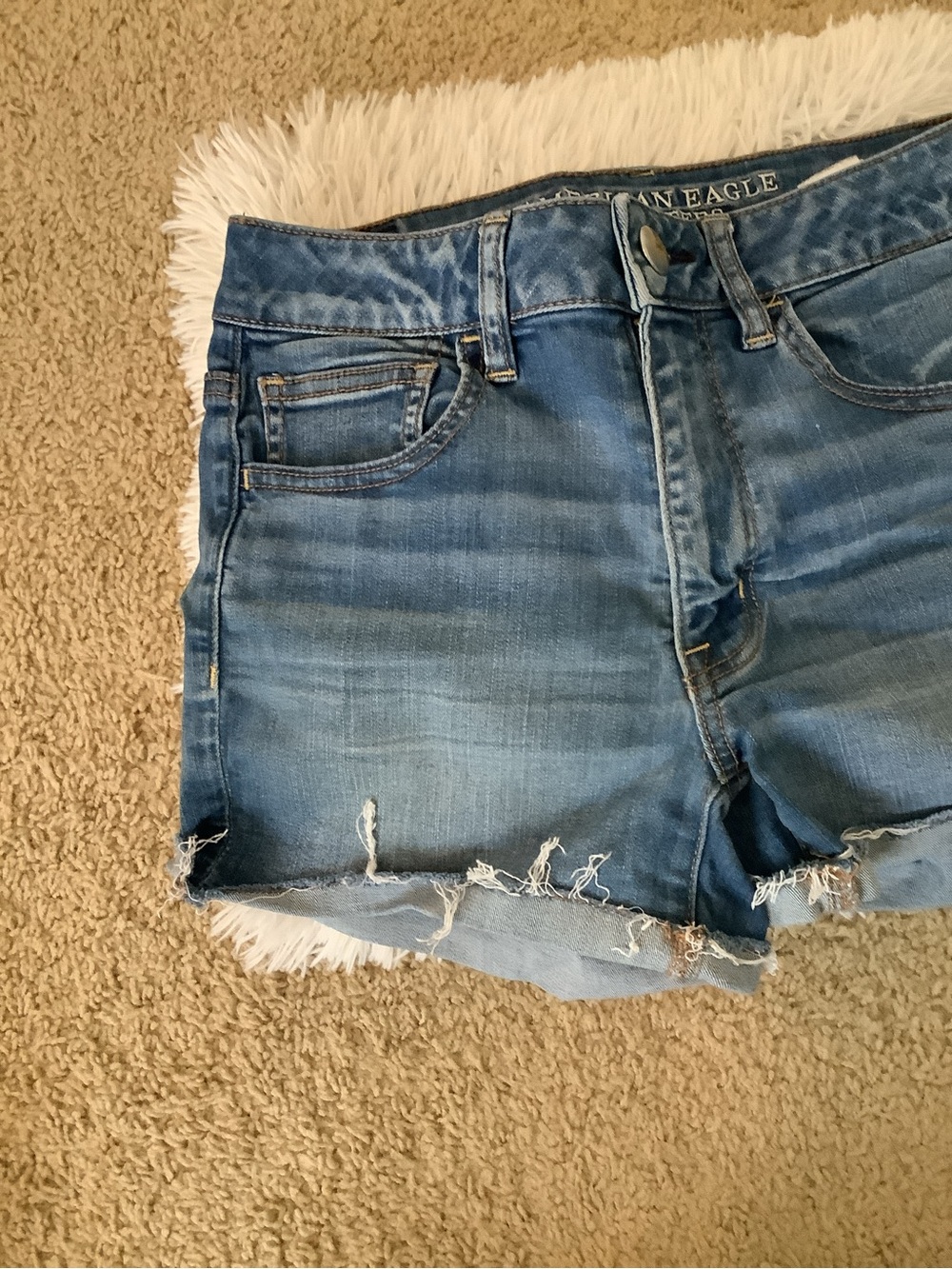American Eagle Outfitters Light Blue Distressed Denim Shorts